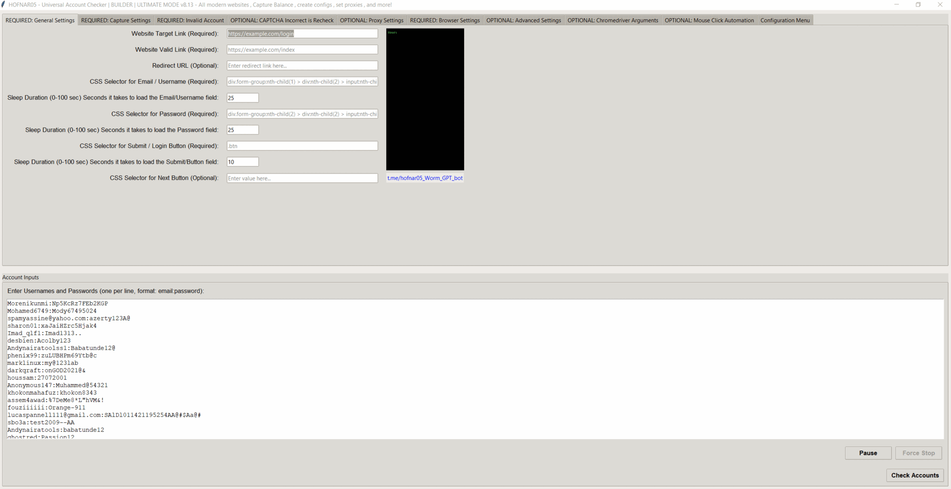 Universal Account Checker Builder v8.13