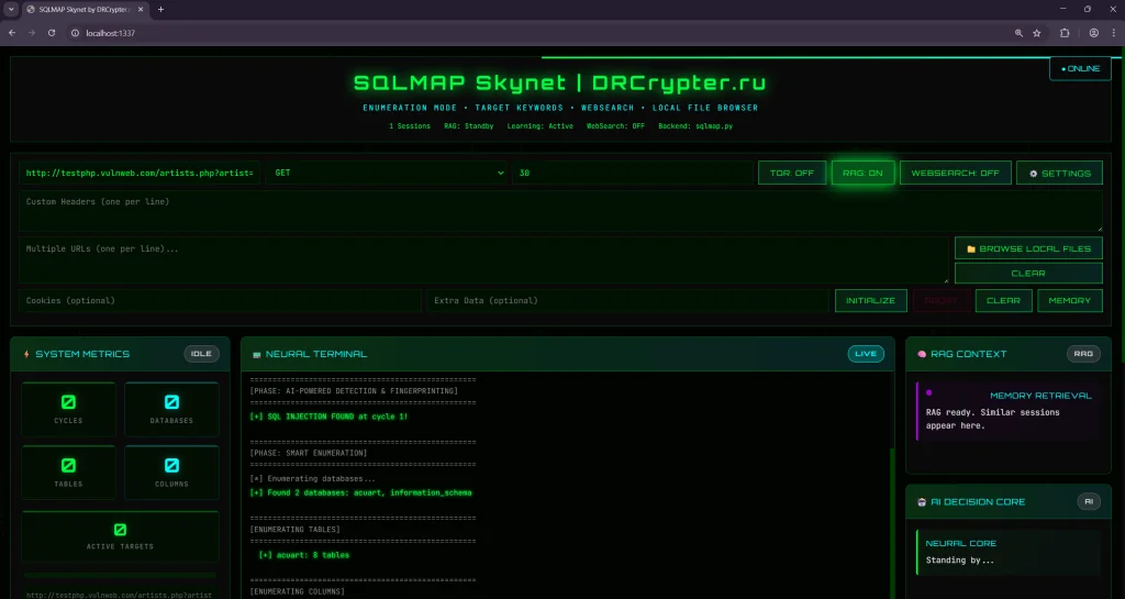 SQLMAP SKYNET Autonomous AI v1.2.0 21 SQLMAP SKYNET Autonomous AI v1.2.0