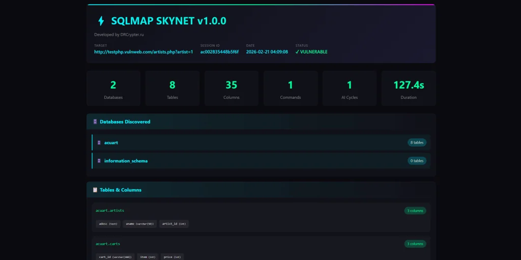 SQLMAP SKYNET Autonomous AI v1.2.0 5 6
