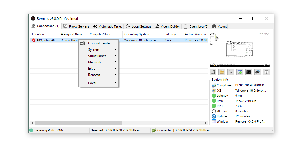 Remote Command and Control
