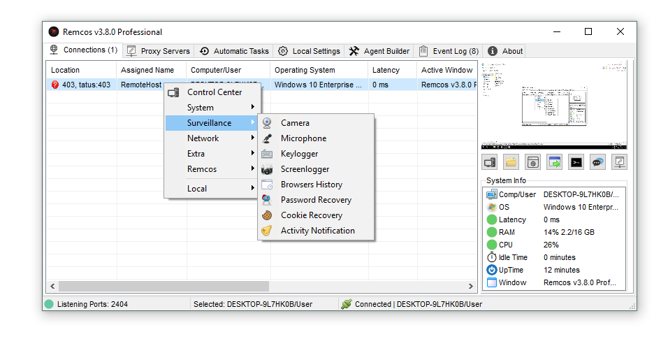 Surveillance and Keylogging
