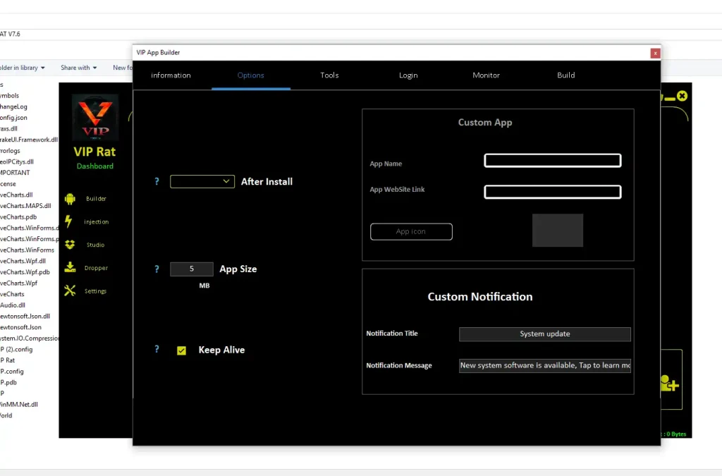 VIP RAT V 2026 1 builder option